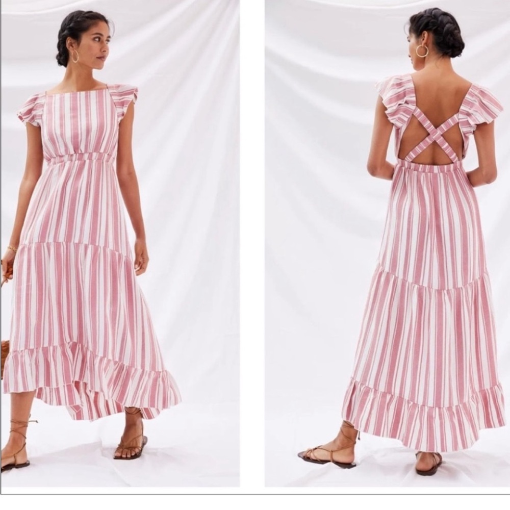 Maeve - Striped Red / White Maxi Dress